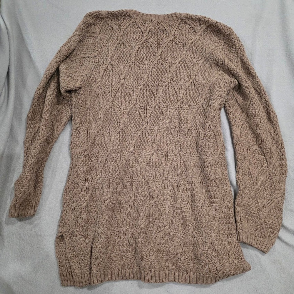 Jeanne Pierre XL Taupe Heather Cotton Diamond Cable Knit Sweater NWT 5521F15 - Picture 5 of 5
